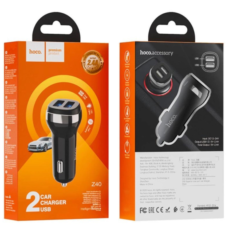 АЗУ Hoco Z40 2USB 2.4A