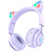 Наушники Bluetooth CAT Ear Hoco W39 с подсветкой Purple