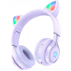 Навушники Bluetooth CAT Ear Hoco W39 з підсвіткою Purple