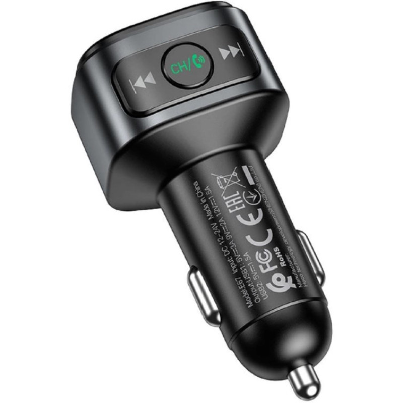 FM модулятор авто адаптер Hoco E67 Fighter 2USB QC3.0 Bluetooth