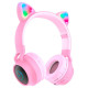 Наушники Bluetooth CAT Ear Hoco W27 с подсветкой Pink