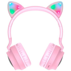 Навушники Bluetooth CAT Ear Hoco W27 з підсвіткою Pink