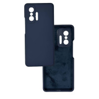 Чехол накладка Silicone Cover Soft Touch ЗК Xiaomi 11T/11T Pro Темно-синий