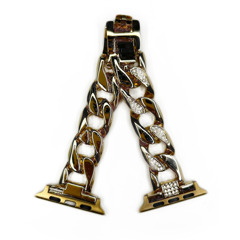 Ремінець Apple Watch металевий Diamond strap 42/44/45/49 mm Gold