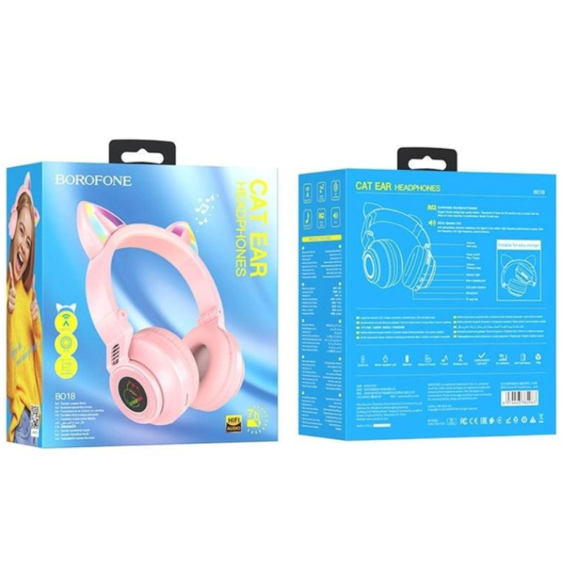 Наушники Bluetooth CAT Ear Borofone BO18 Pink