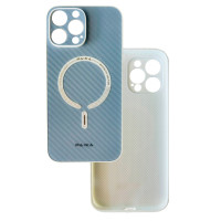 Чехол накладка Paika Carbone Case with Magsafe iPhone 12 Pro Голубой