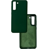 Чехол накладка Silicone Cover Soft Touch ОК Samsung S21 FE Темно-зеленый