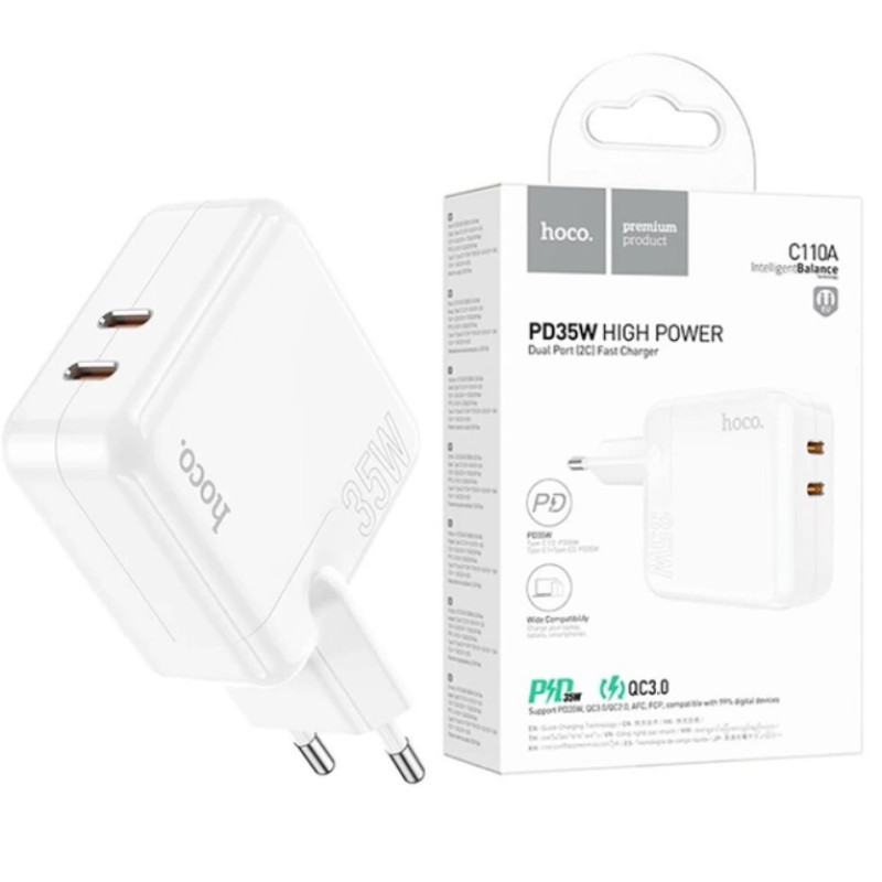 Сетевой адаптер Hoco C110A Lucky 2 USB-C PD35W