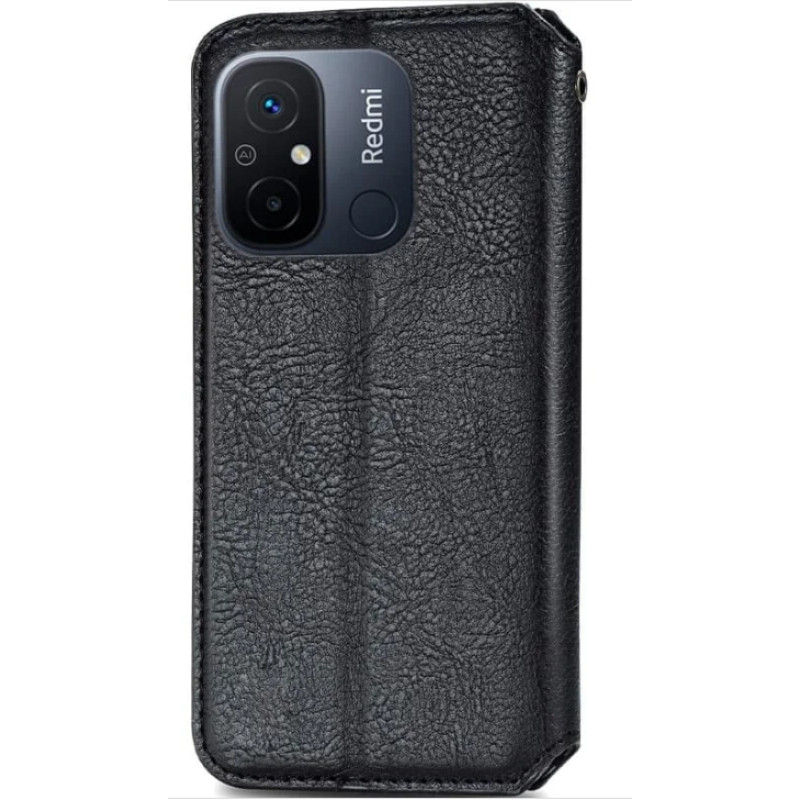 Чехол книжка кожаный Cubic Xiaomi Redmi 12C/11A Черный