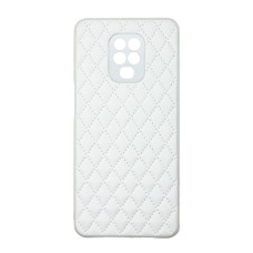 Чехол накладка стёганая кожа Xiaomi Redmi Note 9S/Pro/Max Белый