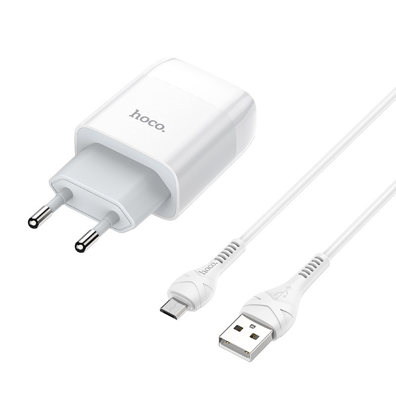 Зарядное устройство Hoco C73A +micro USB white