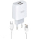 Зарядное устройство Hoco C73A +micro USB white
