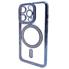 Чехол Diamond With MagSafe c защитными линзами на камеру iPhone 14 Pro синий