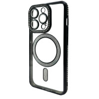 Чехол Diamond With MagSafe c защитными линзами на камеру iPhone 15 Pro черный