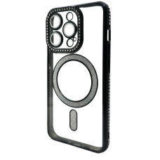 Чехол Diamond With MagSafe c защитными линзами на камеру iPhone 15 Pro черный