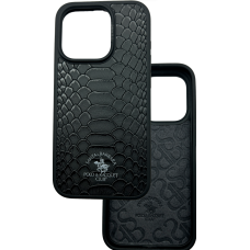 Чехол накладка Leather Polo Knight iPhone 15 Pro Black