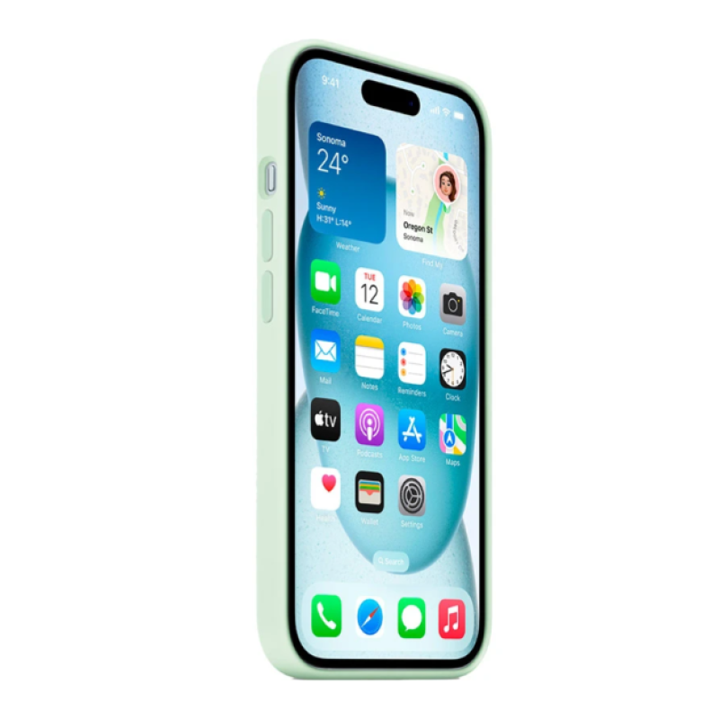 Чехол Silicone Case Original with MagSafe с анимацией iPhone 15 Pro Мятный (Soft Mint)
