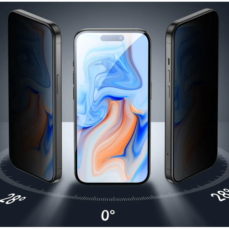 Защитное стекло iPhone 16 Pro / 17 Антишпион Premium