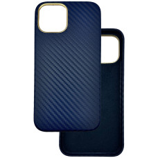 Чехол накладка Carbon Metal Frame iPhone 13 / 14 темно-синий