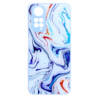 Чехол накладка Marble Glass Xiaomi Redmi Note 11 / 11s 4G Белая лаванда