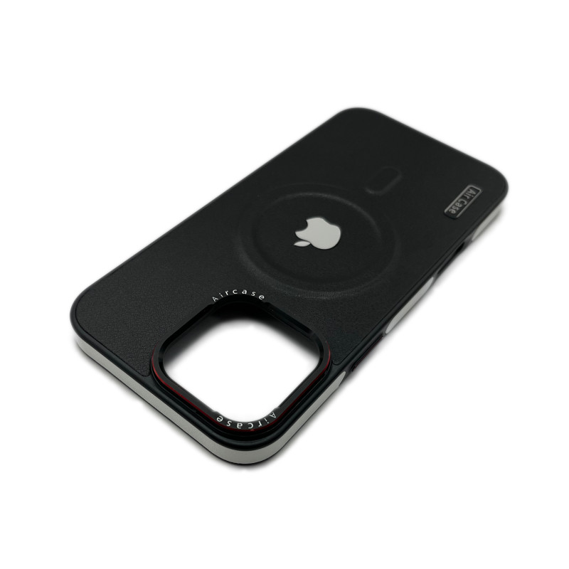 Чехол Leather Style with Logo and Magsafe iPhone 12 Pro Max Черный