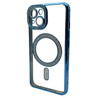 Чехол Diamond With MagSafe c защитными линзами на камеру iPhone 15 синий