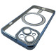Чехол Diamond With MagSafe c защитными линзами на камеру iPhone 15 синий