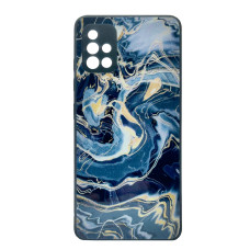 Чехол накладка Marble Glass Samsung A71 Графитовый