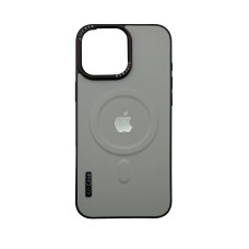 Чехол Leather Style with Logo & Magsafe iPhone 16 Pro Серый