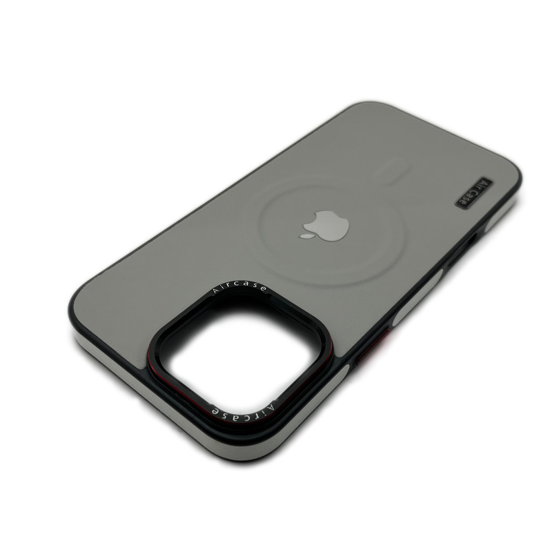 Чохол Leather Style with Logo and Magsafe iPhone 14 Pro Max Сірий