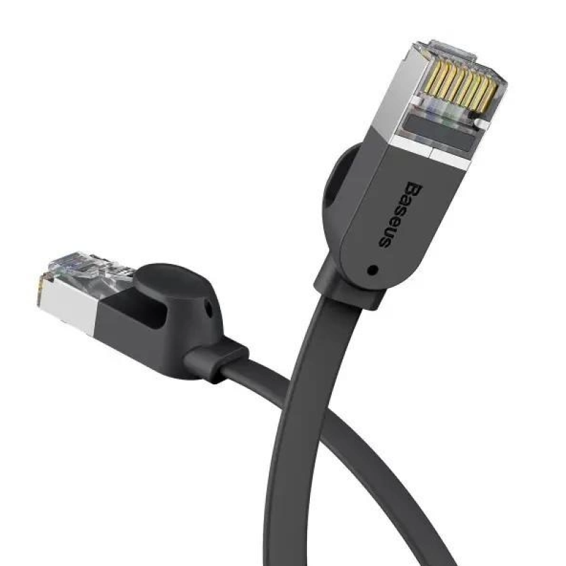 Патч корд (мережевий кабель) Baseus PCWL-E01 High Speed ​​Six types of RJ45 Gigabit flat cable 8 m Black