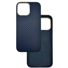 Чехол накладка Carbon Metal Frame iPhone 13 Pro темно-синий