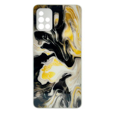 Чехол накладка Marble Glass Samsung A71 Белый
