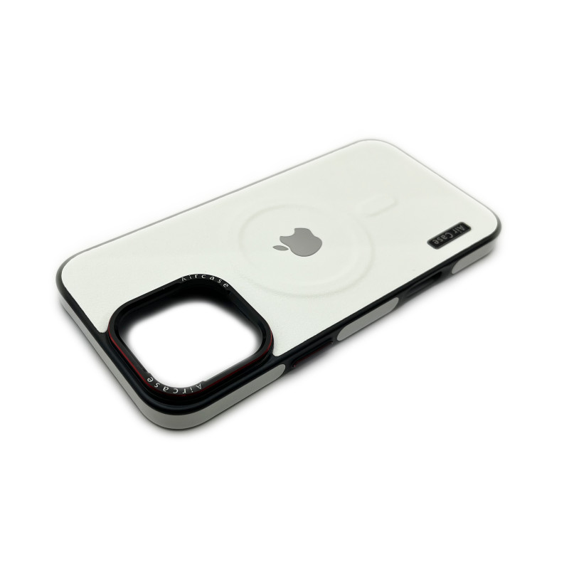 Чехол Leather Style with Logo and Magsafe iPhone 16 Pro Max Белый