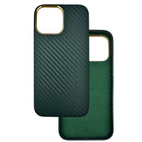 Чохол накладка Carbon Metal Frame iPhone 13 Pro Max темно-зелений