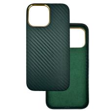 Чехол накладка Carbon Metal Frame iPhone 14 Pro темно-зеленый
